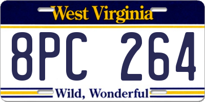 WV license plate 8PC264