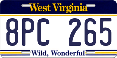 WV license plate 8PC265