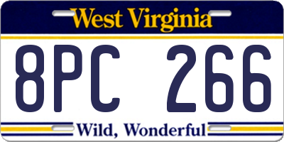 WV license plate 8PC266