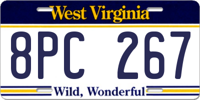 WV license plate 8PC267