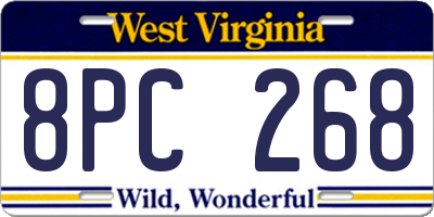 WV license plate 8PC268