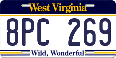 WV license plate 8PC269