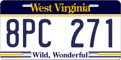 WV license plate 8PC271