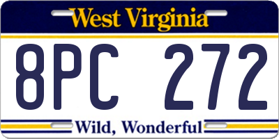 WV license plate 8PC272
