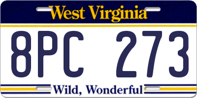 WV license plate 8PC273