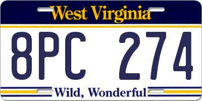 WV license plate 8PC274