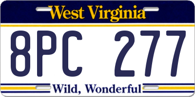 WV license plate 8PC277
