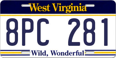 WV license plate 8PC281