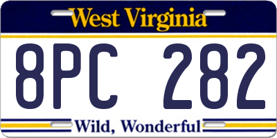 WV license plate 8PC282