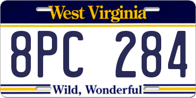 WV license plate 8PC284