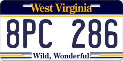 WV license plate 8PC286