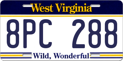 WV license plate 8PC288