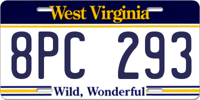 WV license plate 8PC293