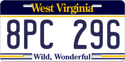 WV license plate 8PC296