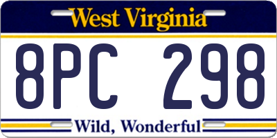 WV license plate 8PC298