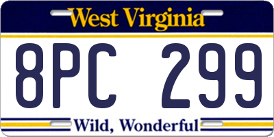 WV license plate 8PC299