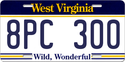 WV license plate 8PC300