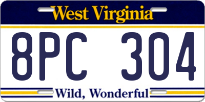 WV license plate 8PC304