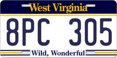 WV license plate 8PC305