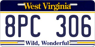 WV license plate 8PC306