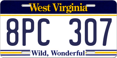 WV license plate 8PC307