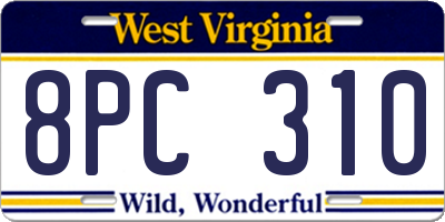WV license plate 8PC310
