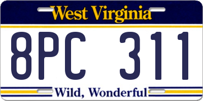 WV license plate 8PC311
