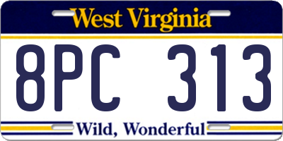 WV license plate 8PC313