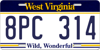 WV license plate 8PC314