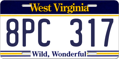 WV license plate 8PC317