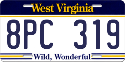 WV license plate 8PC319