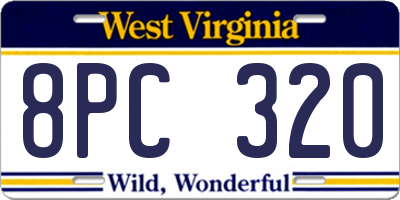 WV license plate 8PC320