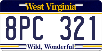 WV license plate 8PC321