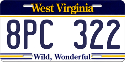 WV license plate 8PC322
