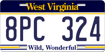 WV license plate 8PC324