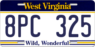 WV license plate 8PC325