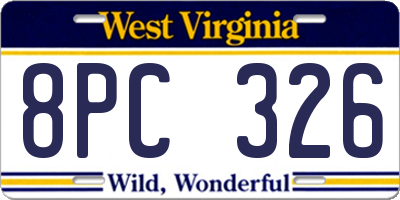 WV license plate 8PC326