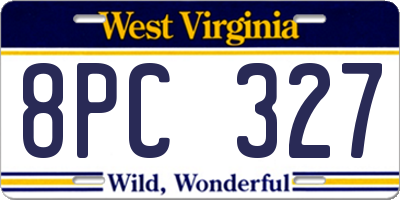 WV license plate 8PC327