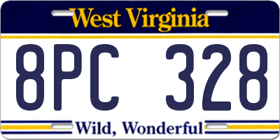 WV license plate 8PC328