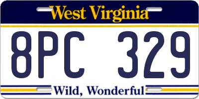 WV license plate 8PC329