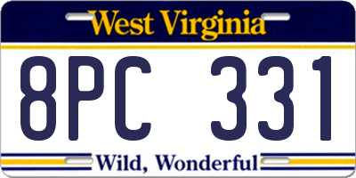 WV license plate 8PC331