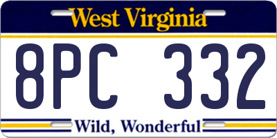 WV license plate 8PC332