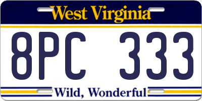 WV license plate 8PC333