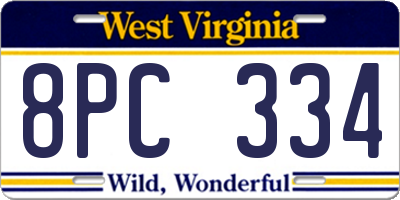 WV license plate 8PC334