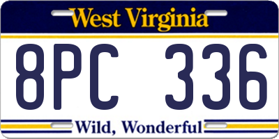 WV license plate 8PC336