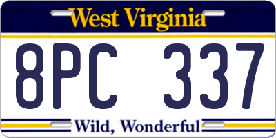 WV license plate 8PC337