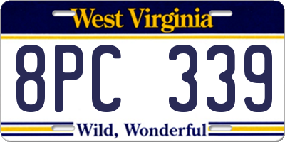 WV license plate 8PC339