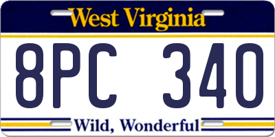 WV license plate 8PC340