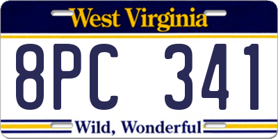 WV license plate 8PC341