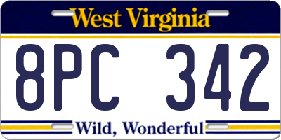 WV license plate 8PC342